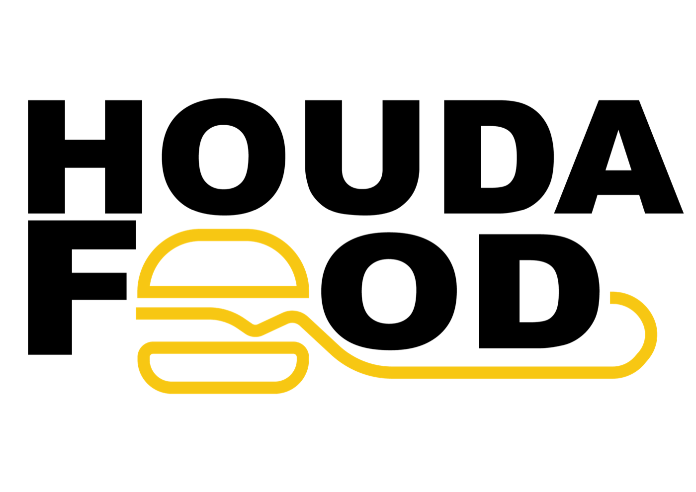 Le logo Houda Food en noir et jaune sur fond clair
